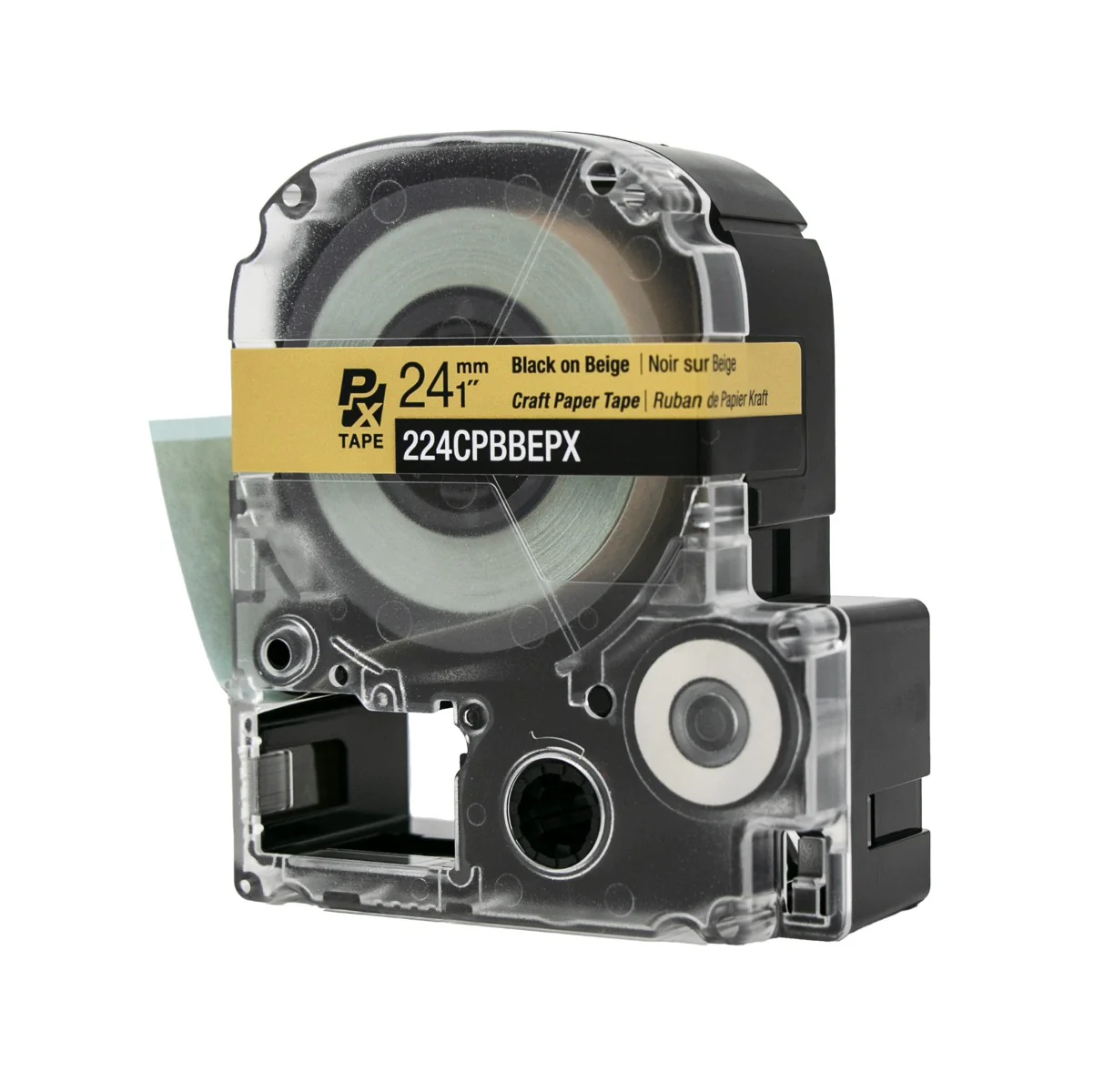 Epson LabelWorks PX 1" (24mm) X 16.5 FT Black on Beige Craft Paper Tape - 224CPBBEPX - Image 5