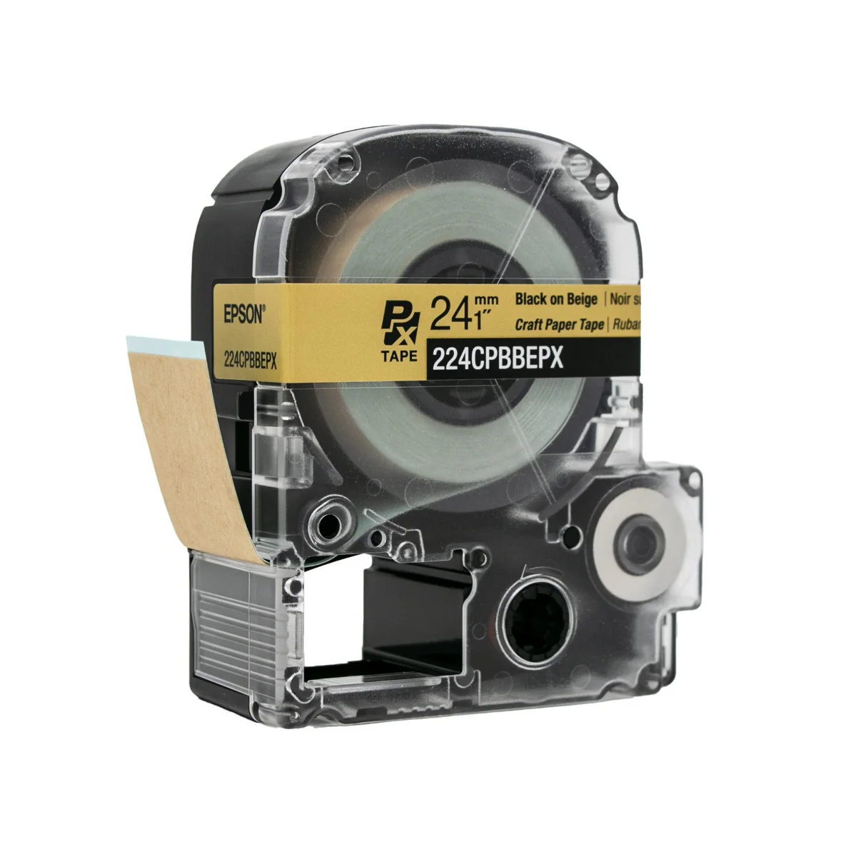 Epson LabelWorks PX 1" (24mm) X 16.5 FT Black on Beige Craft Paper Tape - 224CPBBEPX - Image 6