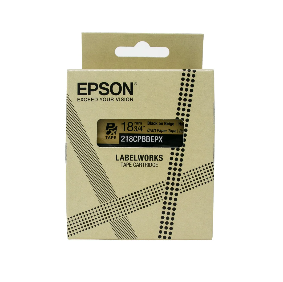 Epson LabelWorks PX 3/4" (18mm) X 16.5 FT Black on Beige Craft Paper Tape - 218CPBBEPX - Image 3