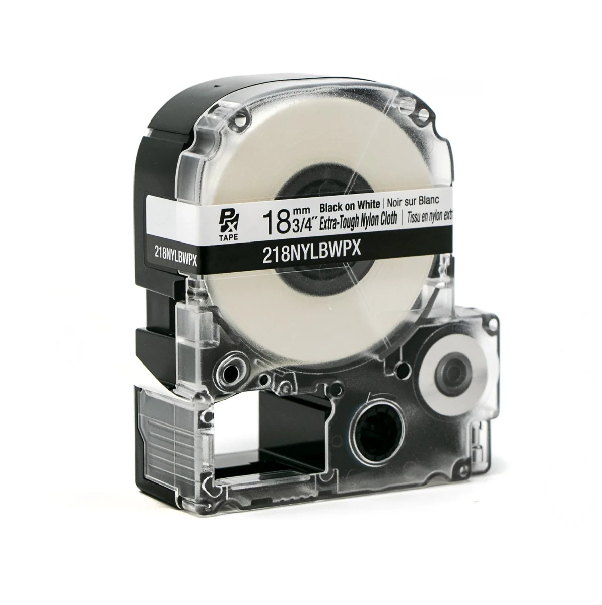 Epson LabelWorks PX Extra-Tough Nylon Cloth 3/4" x 19’ Black on White Tape - 218NYLBWPX - Image 4