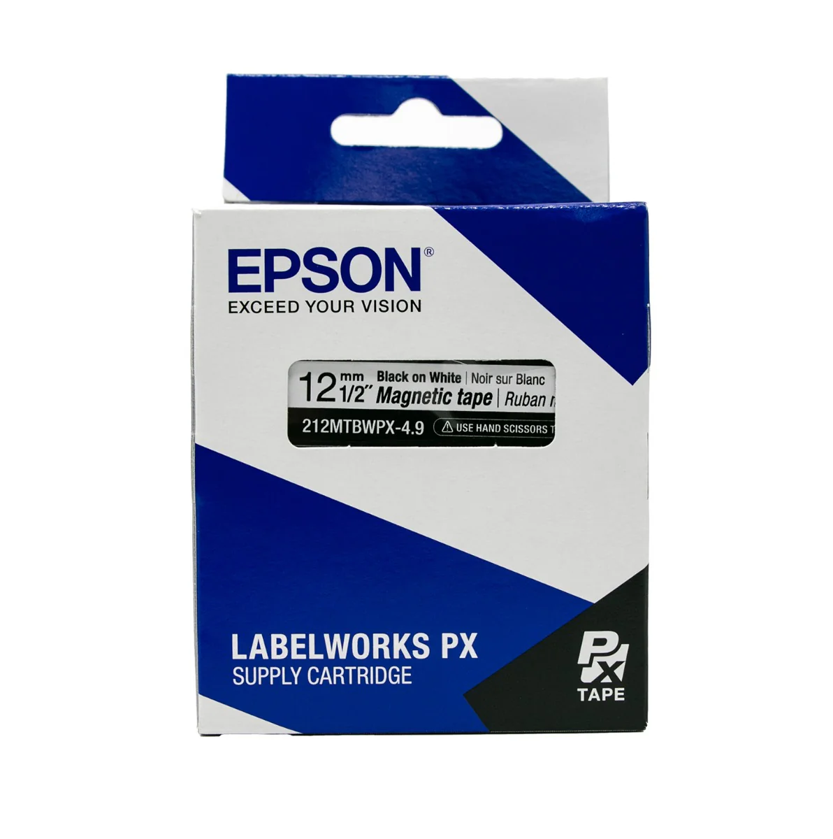 Epson LABELWORKS PX Magnetic 1/2" (12mm) x 4.9 ft Black on White Tape - 212MTBWPX-4.9 - Image 6