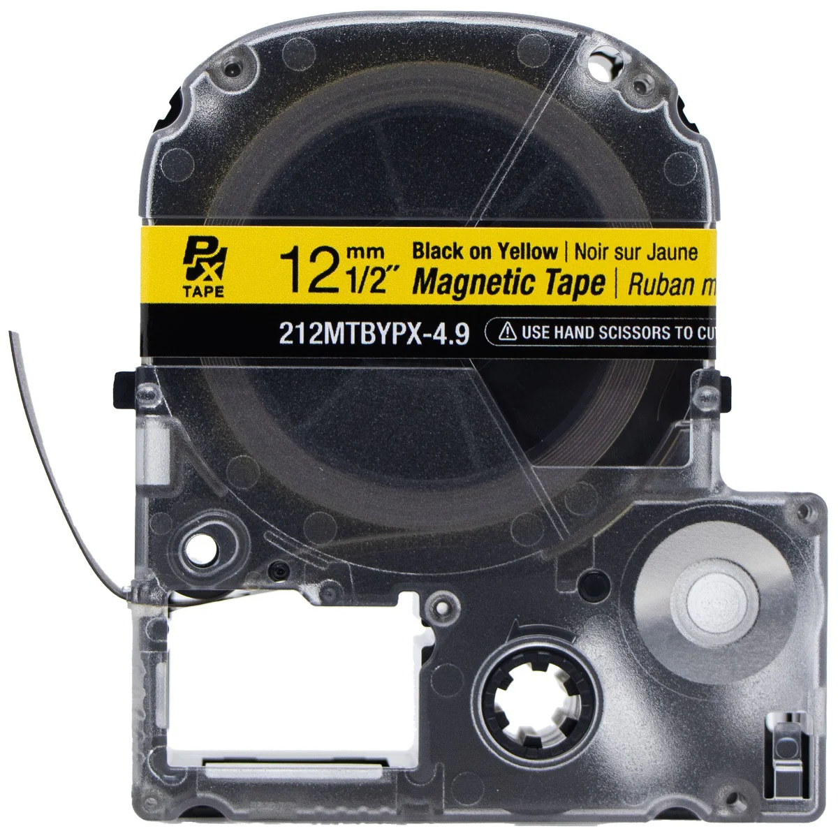 Epson LABELWORKS PX Magnetic 1/2" (12mm) x 4.9 ft Black on Yellow Tape - 212MTBYPX-4.9 - Image 2