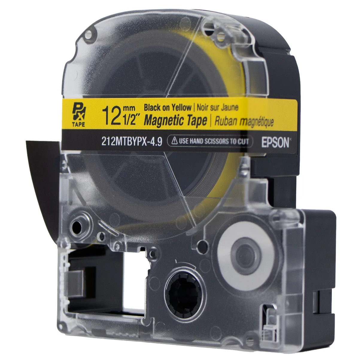 Epson LABELWORKS PX Magnetic 1/2" (12mm) x 4.9 ft Black on Yellow Tape - 212MTBYPX-4.9 - Image 3