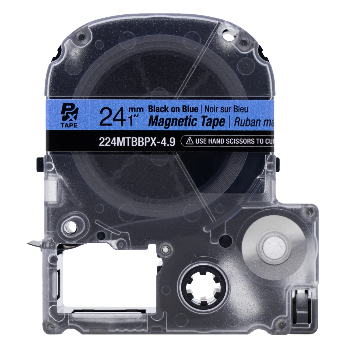 Epson LABELWORKS PX Magnetic 1" (24mm) x 4.9 ft Black on Blue Tape - 224MTBBPX-4.9 - Image 2