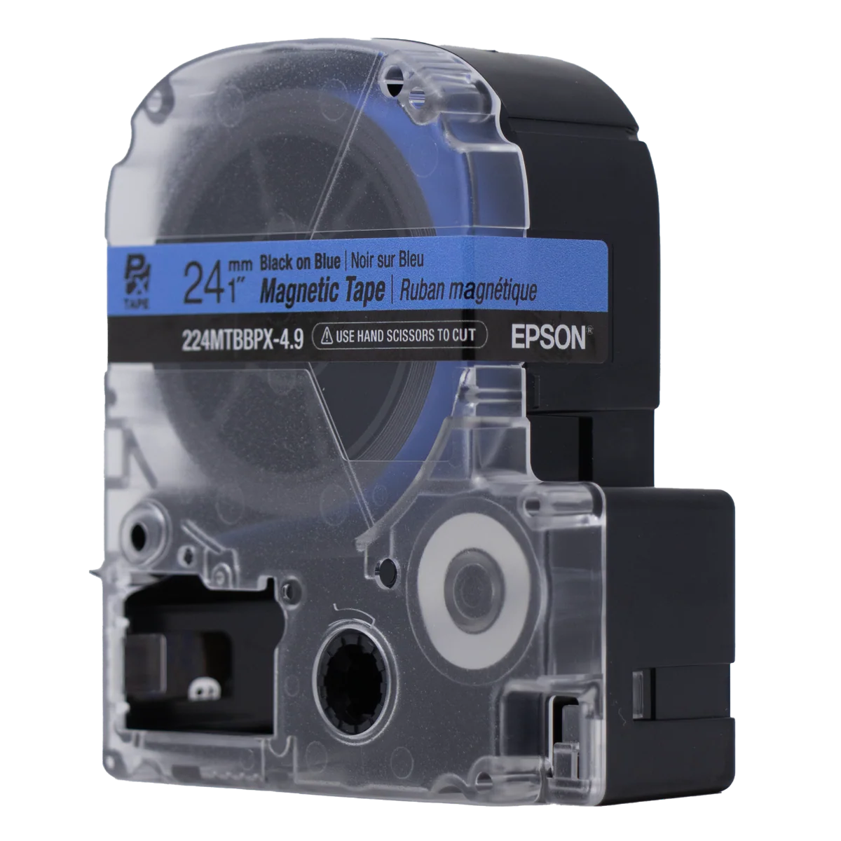 Epson LABELWORKS PX Magnetic 1" (24mm) x 4.9 ft Black on Blue Tape - 224MTBBPX-4.9 - Image 3