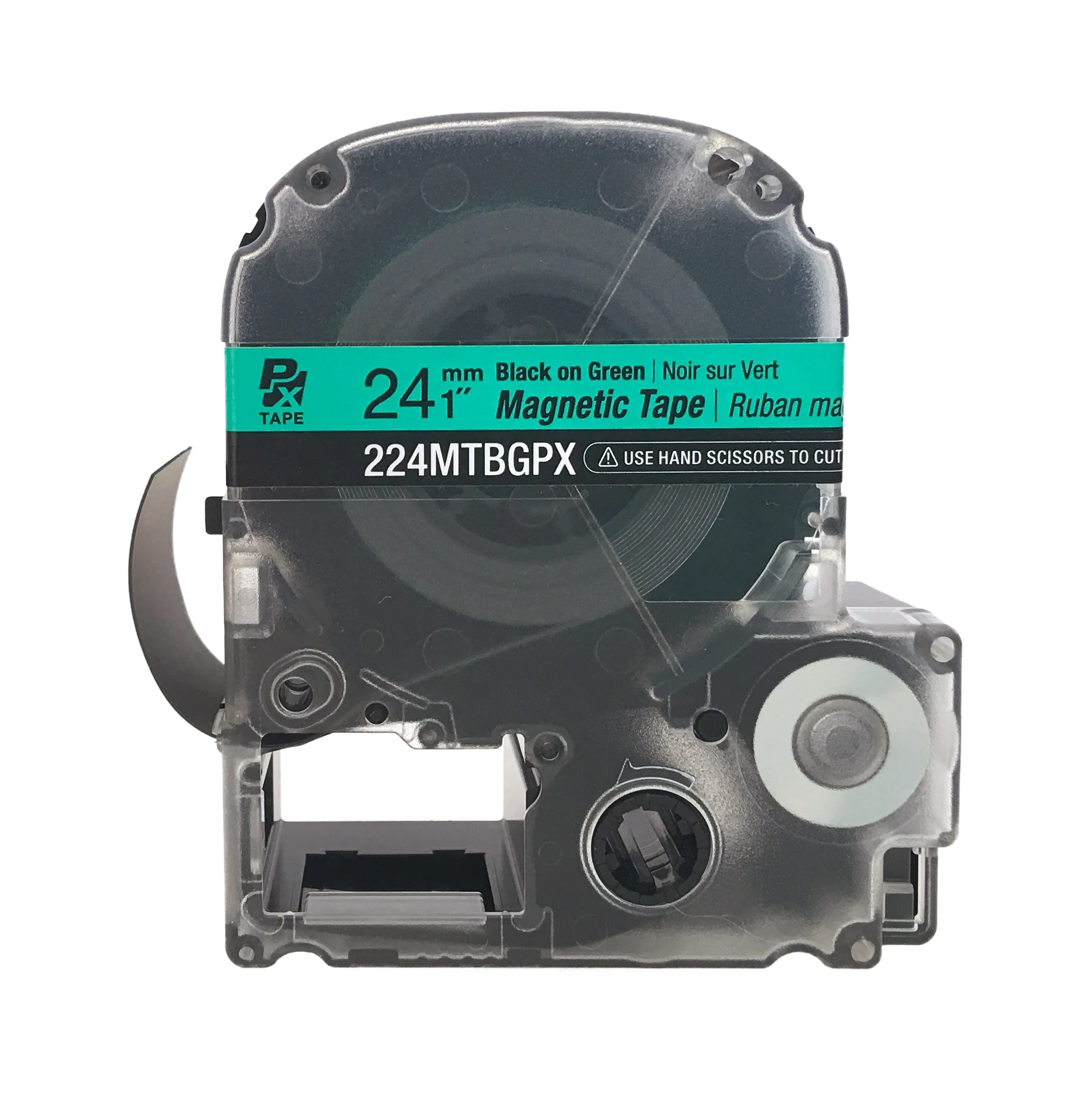 Epson LABELWORKS PX Magnetic 1" (24mm) x 4.9 ft  Black on Green Tape - 224MTBGPX-4.9 - Image 2
