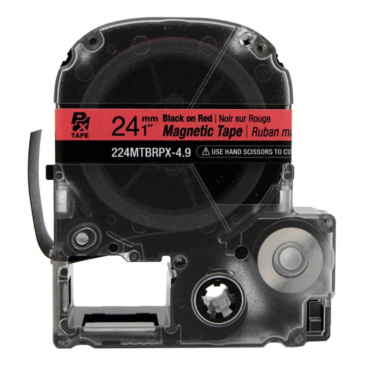Epson LABELWORKS PX Magnetic 1" (24mm) x 4.9 ft  Black on Red Tape - 224MTBRPX-4.9 - Image 2