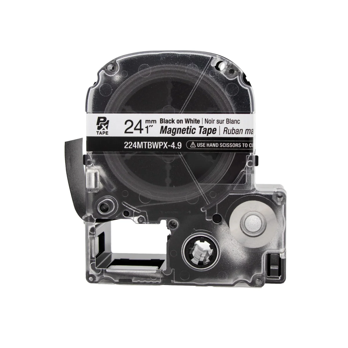 Epson LABELWORKS PX Magnetic 1" (24mm) x 4.9 ft Black on White Tape 5 Pack - 224MTBWPX-4.9-5PK - Image 3
