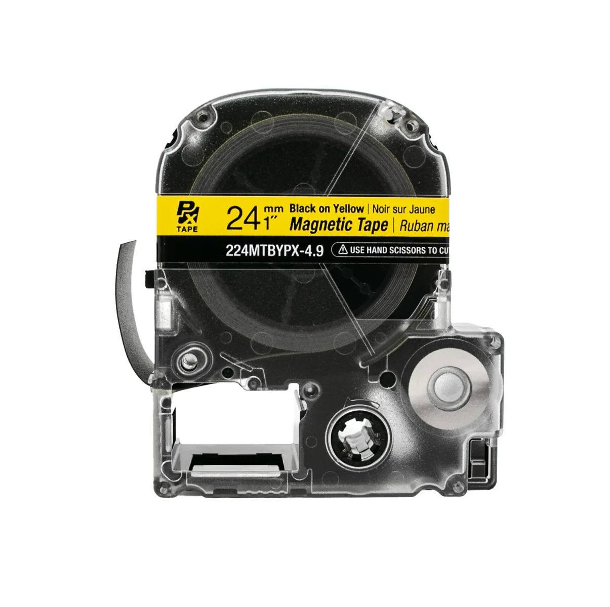 Epson LABELWORKS PX Magnetic 1" (24mm) x 4.9 ft Black on Yellow Tape - 224MTBYPX-4.9 - Image 2