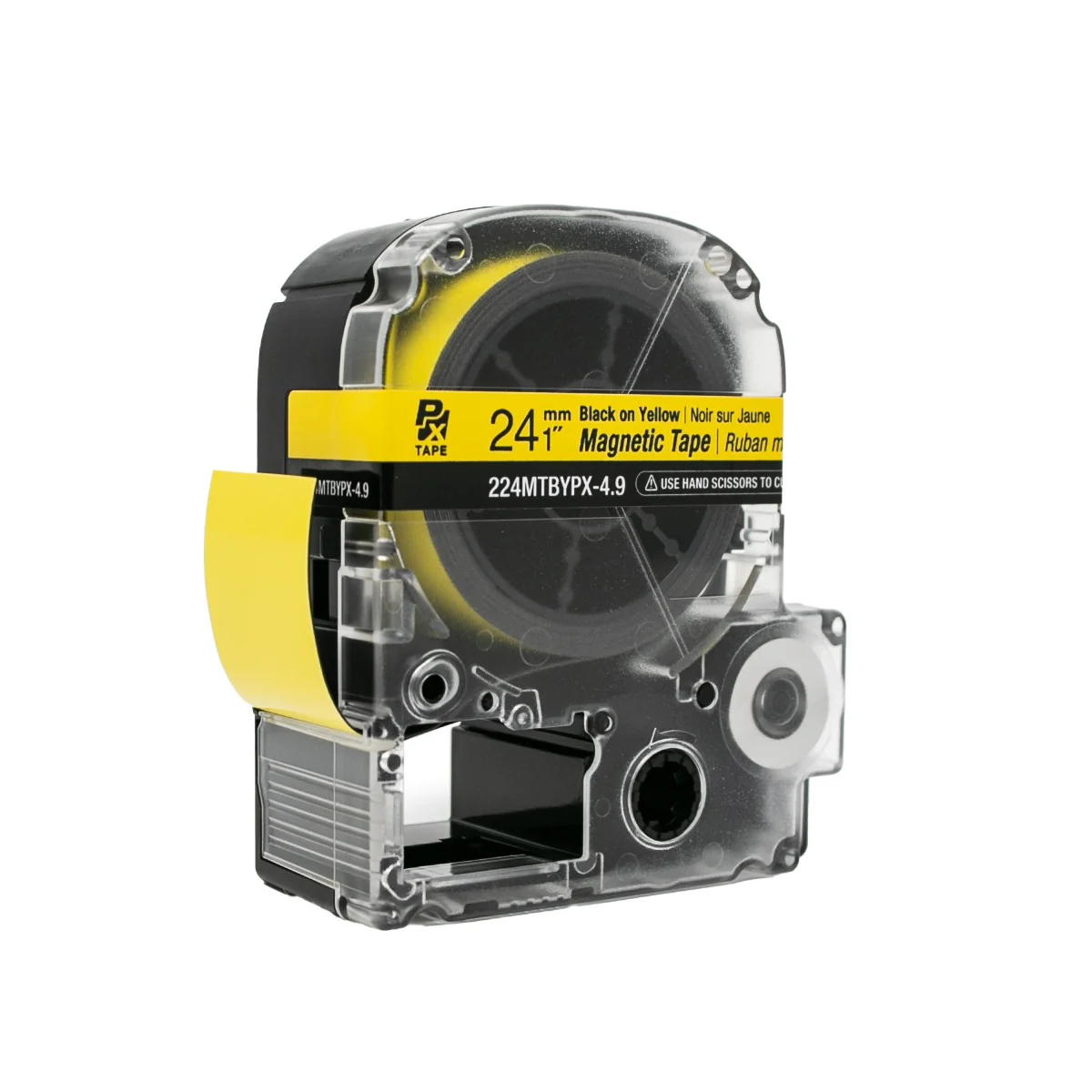 Epson LABELWORKS PX Magnetic 1" (24mm) x 4.9 ft Black on Yellow Tape - 224MTBYPX-4.9 - Image 4