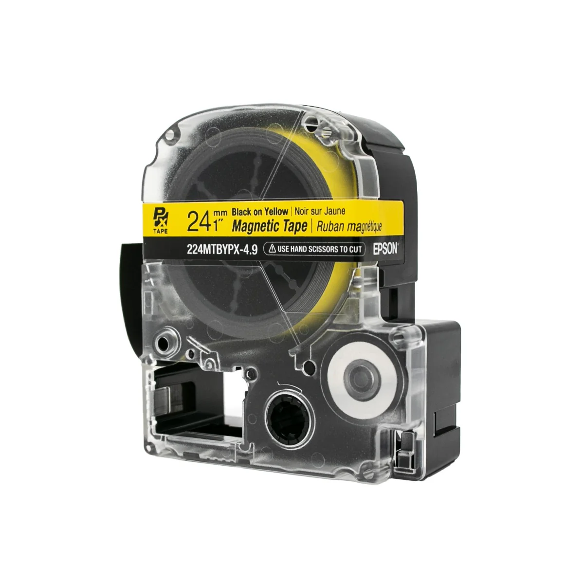Epson LABELWORKS PX Magnetic 1" (24mm) x 4.9 ft Black on Yellow Tape - 224MTBYPX-4.9 - Image 5
