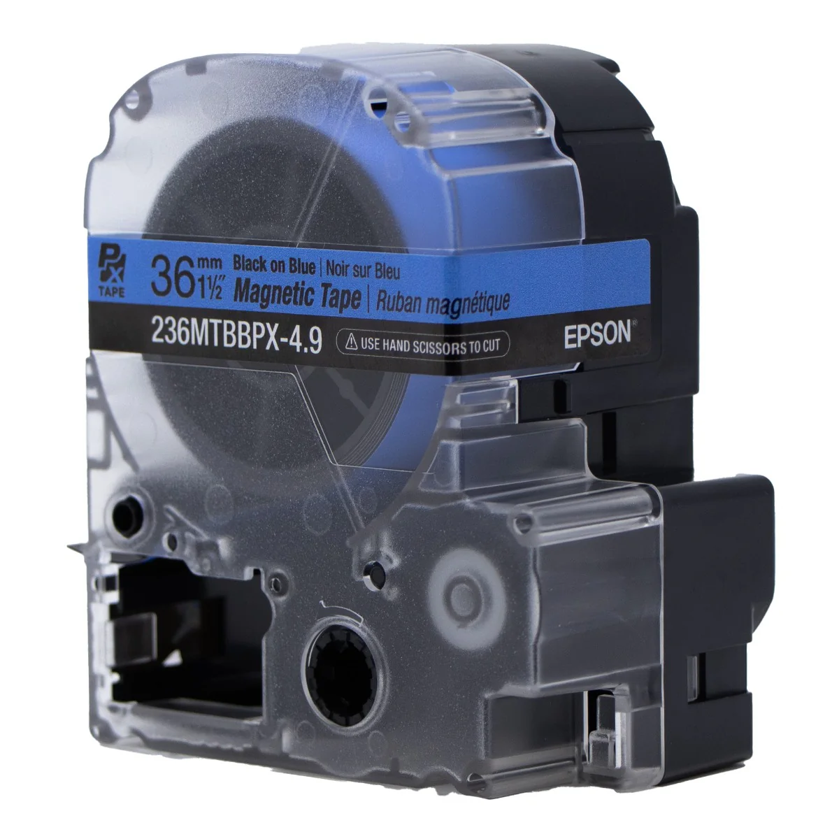 Epson LABELWORKS PX Magnetic 1½" (36mm) x 4.9 ft Black on Blue Tape - 236MTBBPX-4.9 - Image 3