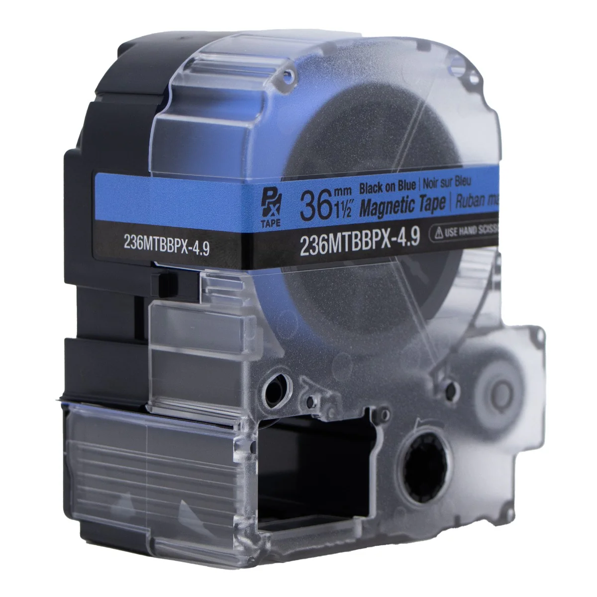 Epson LABELWORKS PX Magnetic 1½" (36mm) x 4.9 ft Black on Blue Tape - 236MTBBPX-4.9 - Image 4