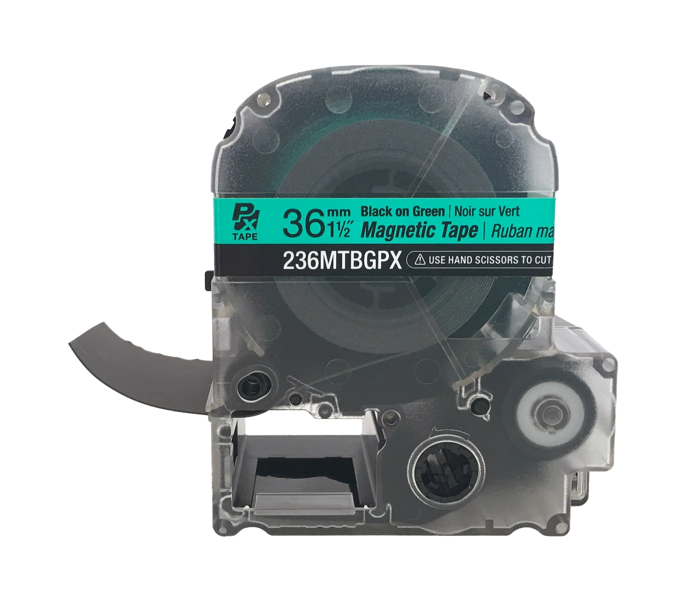 Epson LABELWORKS PX Magnetic 1½" (36mm) x 4.9 ft Black on Green Tape - 236MTBGPX-4.9 - Image 2