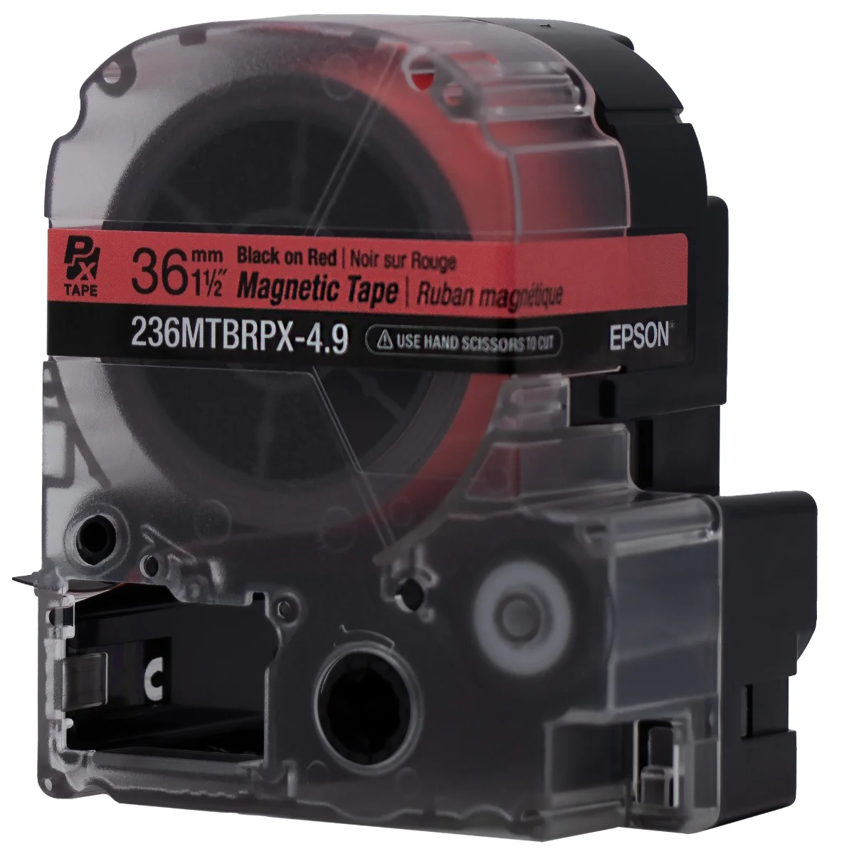 Epson LABELWORKS PX Magnetic 1½" (36mm) x 4.9 ft Black on Red Tape - 236MTBRPX-4.9 - Image 3
