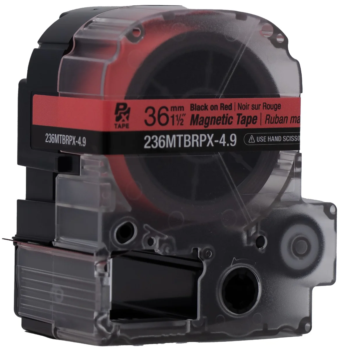 Epson LABELWORKS PX Magnetic 1½" (36mm) x 4.9 ft Black on Red Tape - 236MTBRPX-4.9 - Image 4