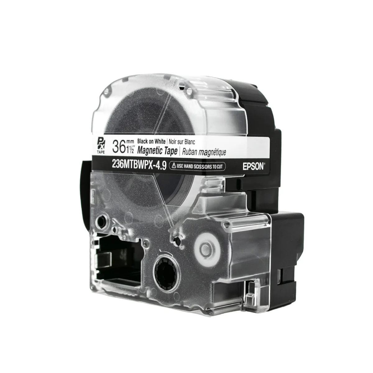Epson LABELWORKS PX Magnetic 1½" (36mm) x 4.9 ft Black on White Tape - 236MTBWPX-4.9 - Image 5