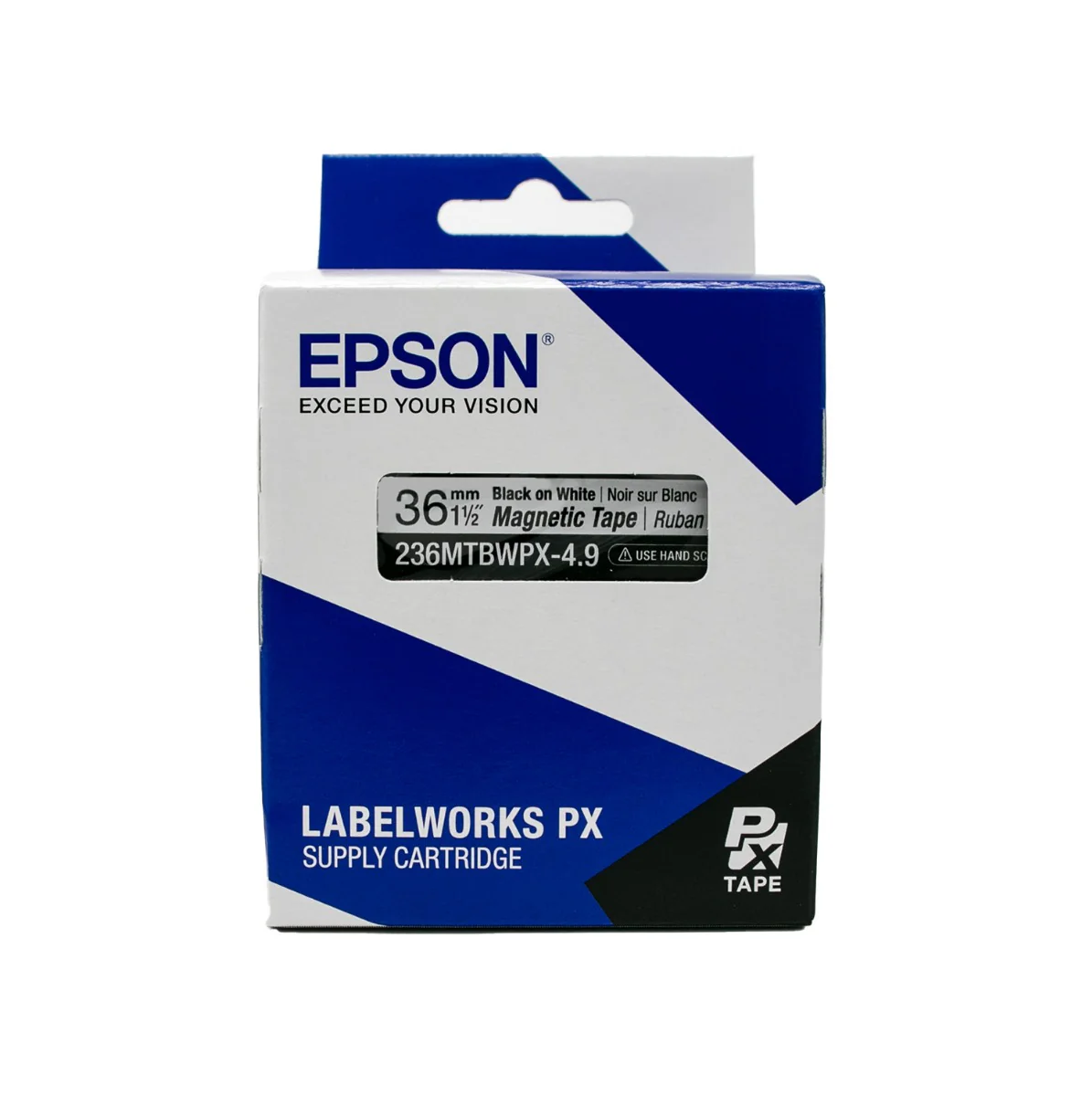 Epson LABELWORKS PX Magnetic 1½" (36mm) x 4.9 ft Black on White Tape - 236MTBWPX-4.9 - Image 6