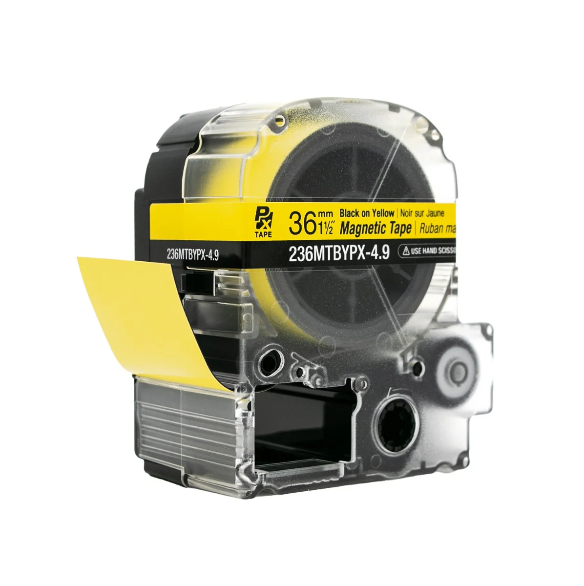 Epson LABELWORKS PX Magnetic 1½" (36mm) x 4.9 ft Black on Yellow Tape - 236MTBYPX-4.9 - Image 4