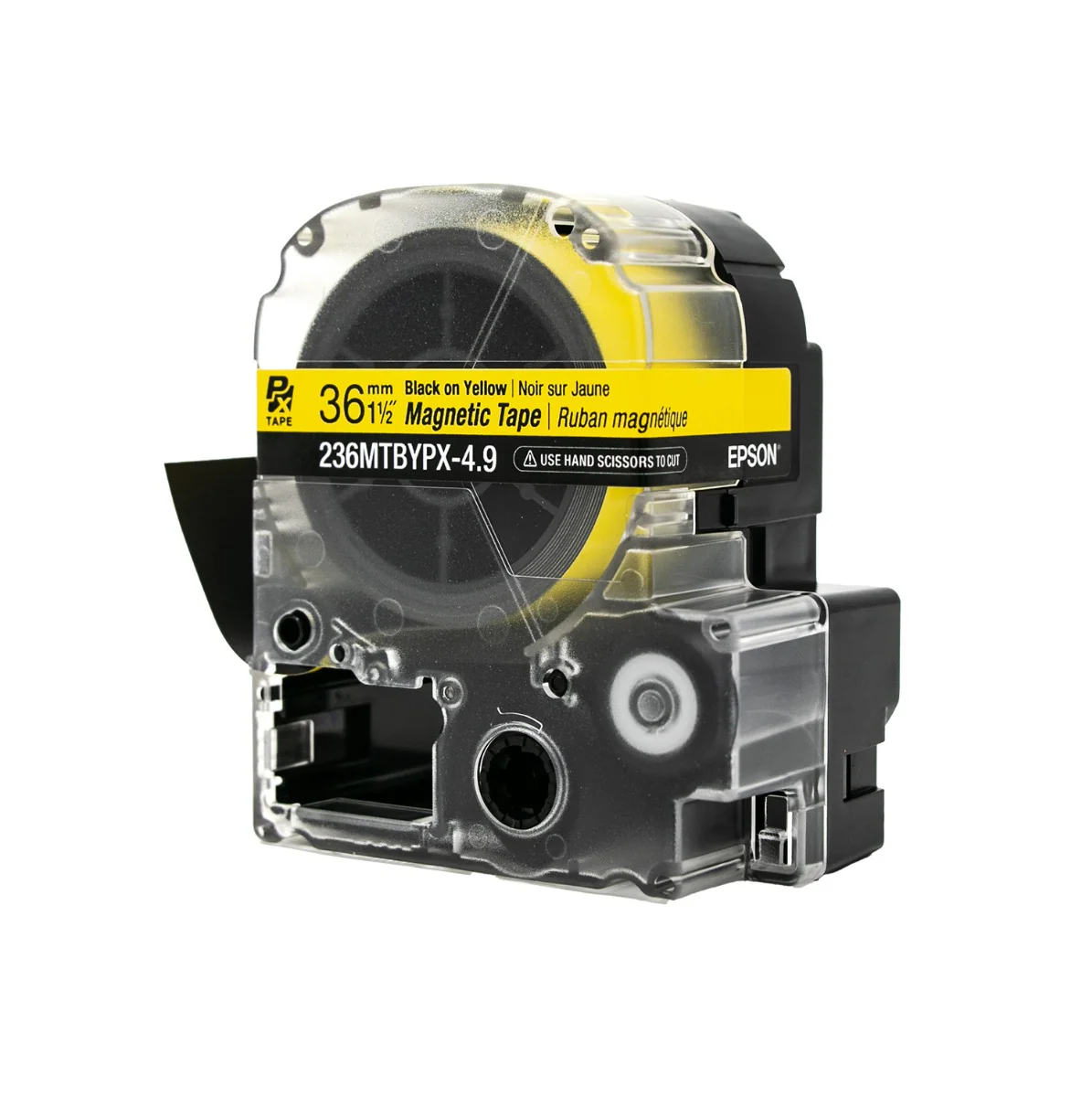Epson LABELWORKS PX Magnetic 1½" (36mm) x 4.9 ft Black on Yellow Tape - 236MTBYPX-4.9 - Image 5