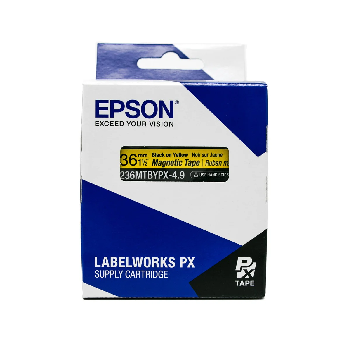 Epson LABELWORKS PX Magnetic 1½" (36mm) x 4.9 ft Black on Yellow Tape - 236MTBYPX-4.9 - Image 6
