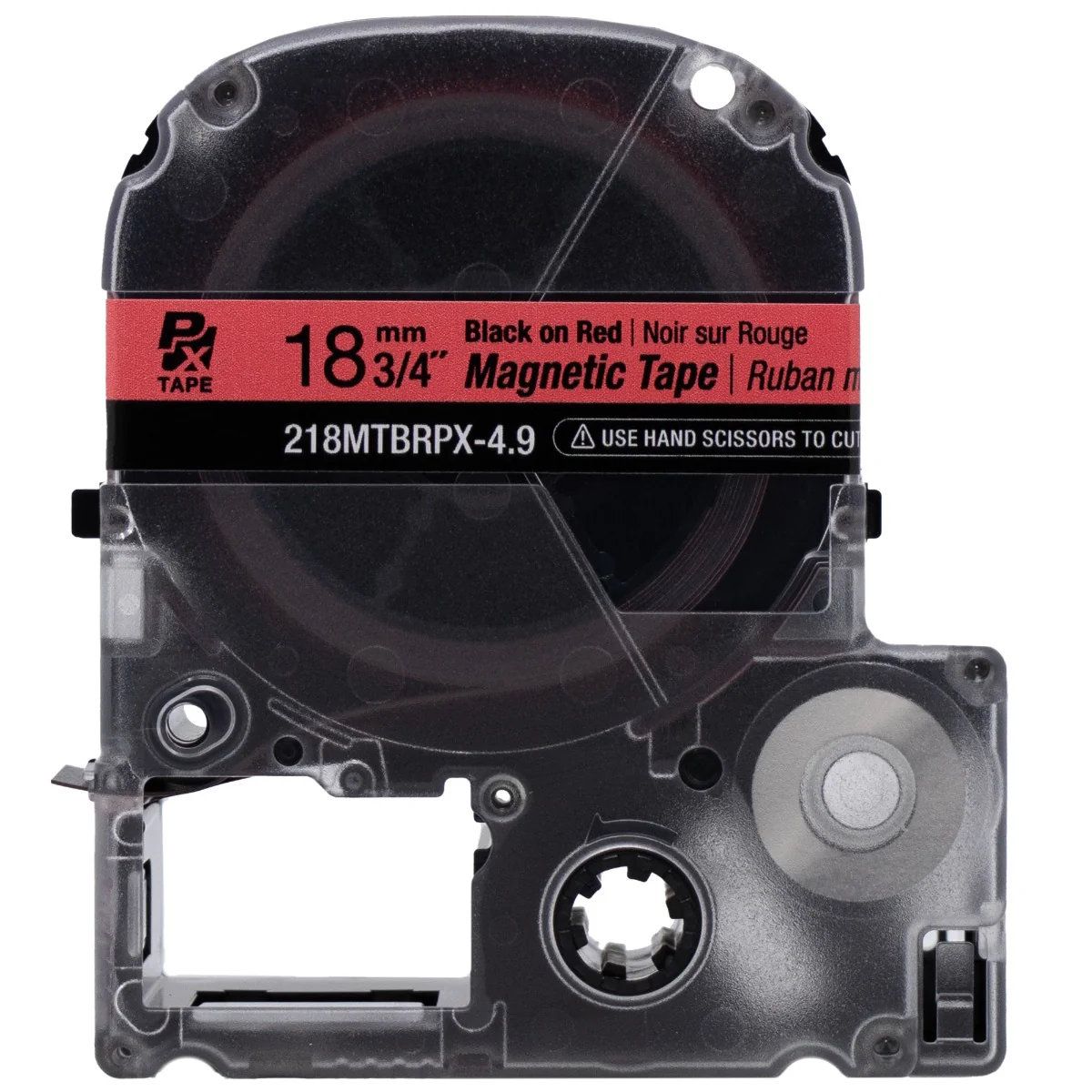 Epson LABELWORKS PX Magnetic 3/4" (18mm) x 4.9 ft Black on Red Tape - 218MTBRPX-4.9 - Image 2