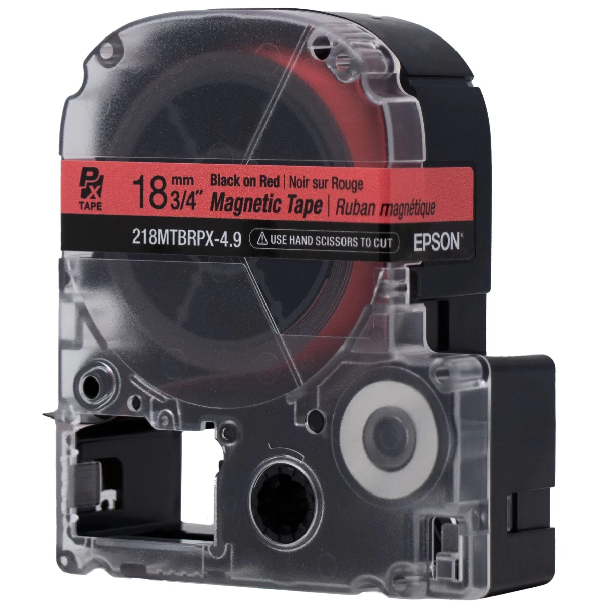 Epson LABELWORKS PX Magnetic 3/4" (18mm) x 4.9 ft Black on Red Tape - 218MTBRPX-4.9 - Image 3