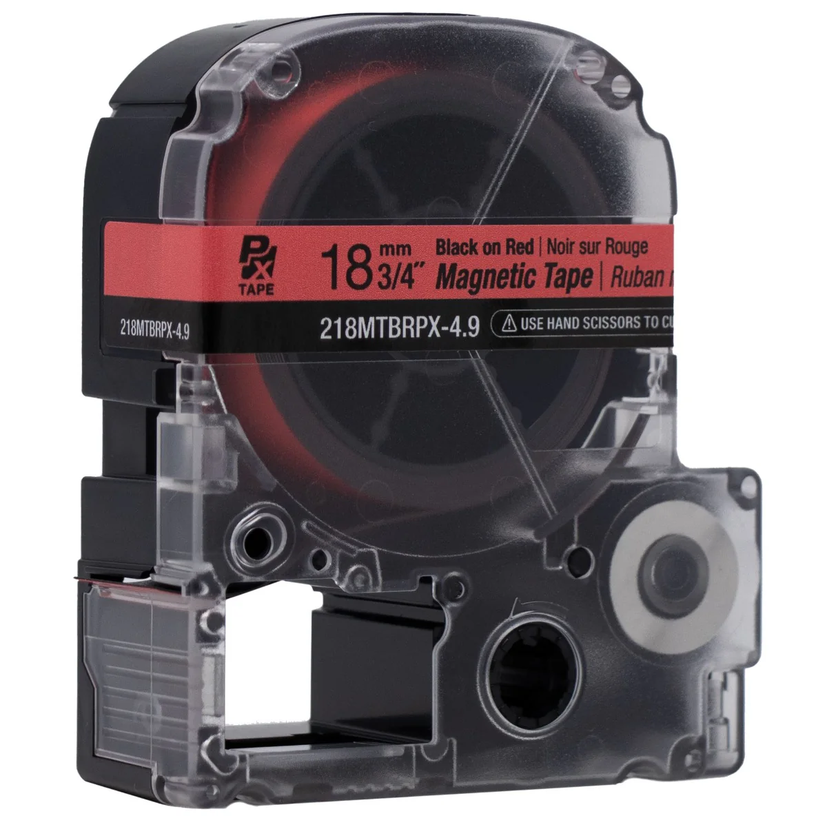 Epson LABELWORKS PX Magnetic 3/4" (18mm) x 4.9 ft Black on Red Tape - 218MTBRPX-4.9 - Image 4