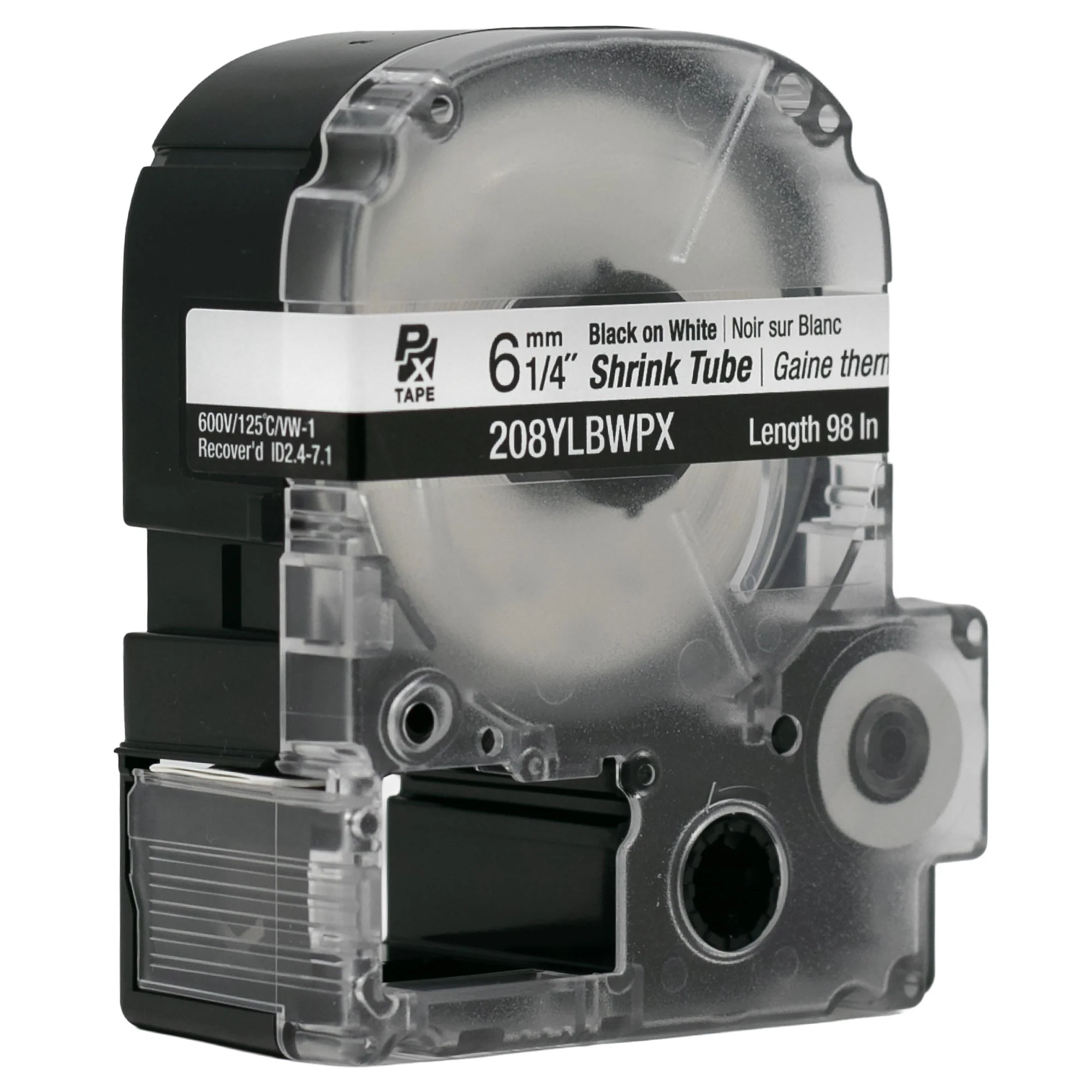 Epson LABELWORKS PX Shrink Tube 1/4" (AWG 6-18) x 98" Black on White Tape - 208YLBWPX - Image 3