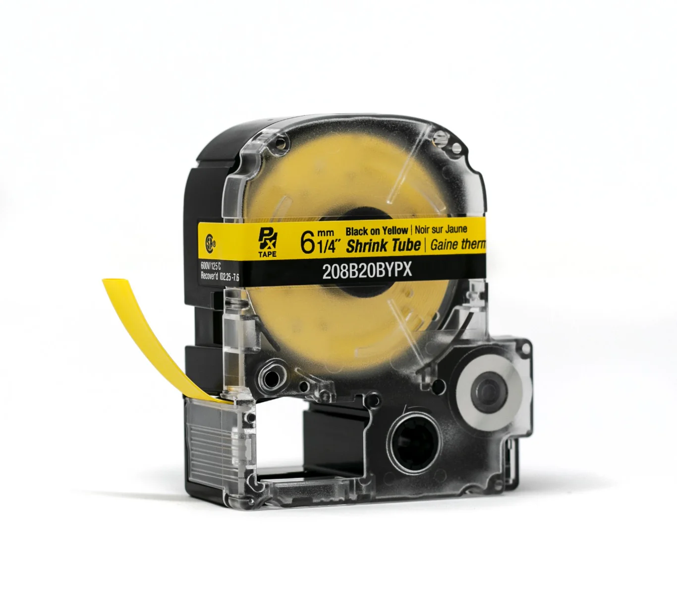Epson LABELWORKS PX Shrink Tube 1/4" (AWG 6-18) x 98" Black on Yellow Tape - 208B20BYPX - Image 3
