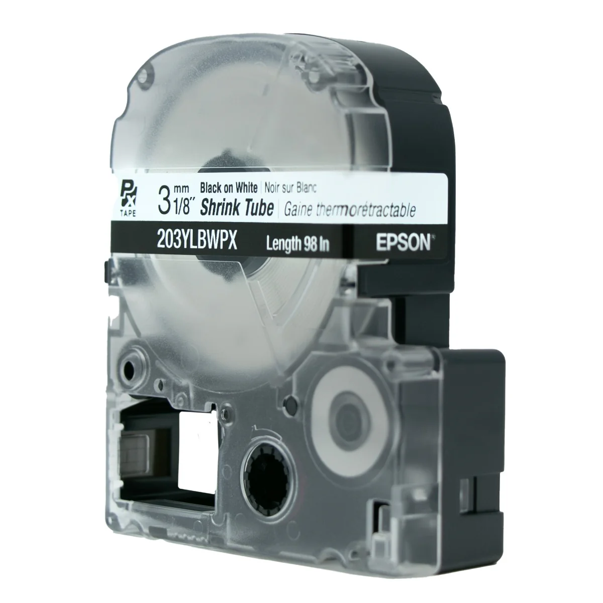 Epson LABELWORKS PX Shrink Tube 1/8" (AWG 16-22) x 98" Black on White Tape 10 Pack - 203YLBWPX-10PK - Image 4