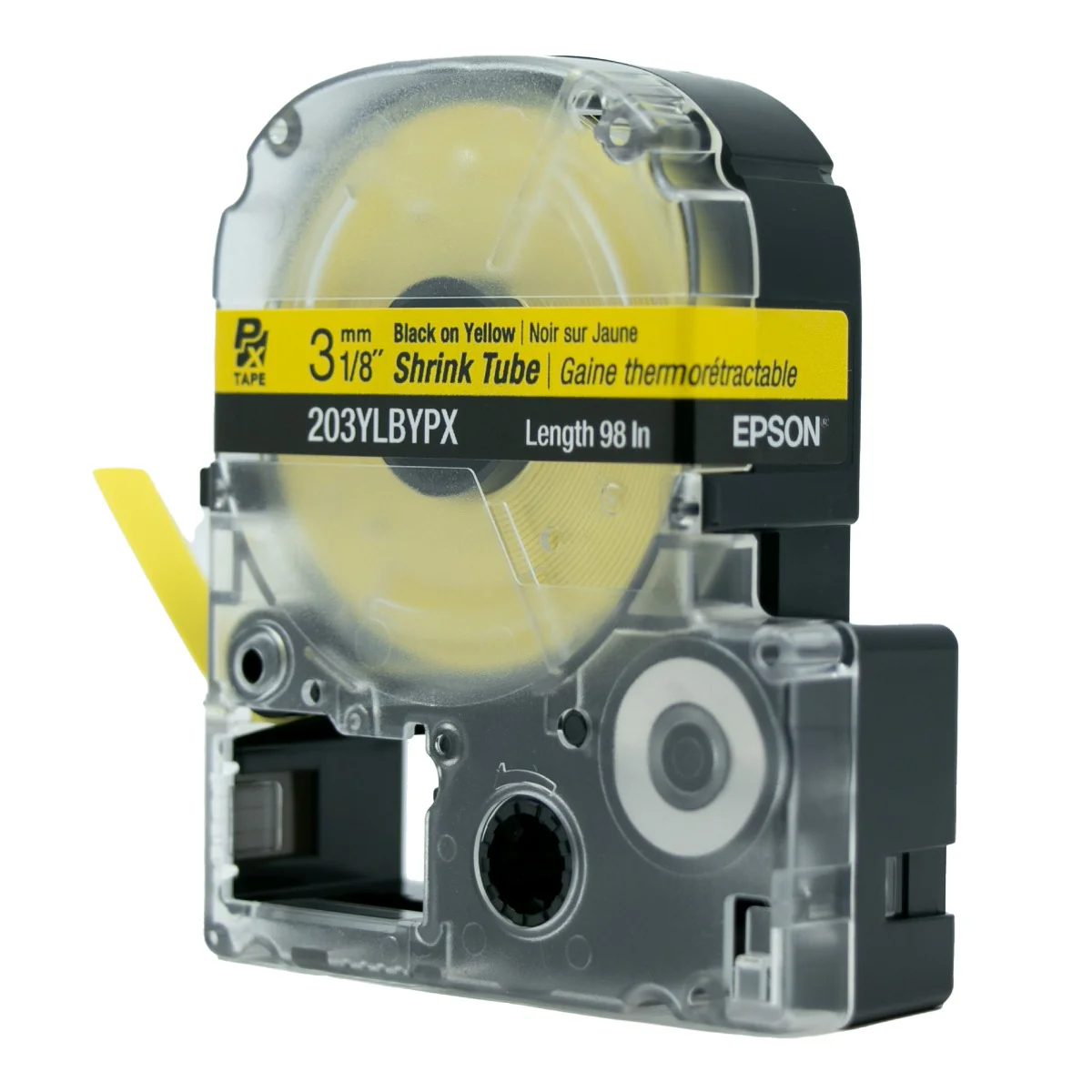 Epson LABELWORKS PX Shrink Tube 1/8" (AWG 16-22) x 98" Black on Yellow Tape - 203YLBYPX - Image 3