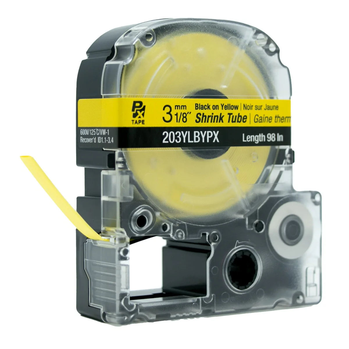 Epson LABELWORKS PX Shrink Tube 1/8" (AWG 16-22) x 98" Black on Yellow Tape - 203YLBYPX - Image 4