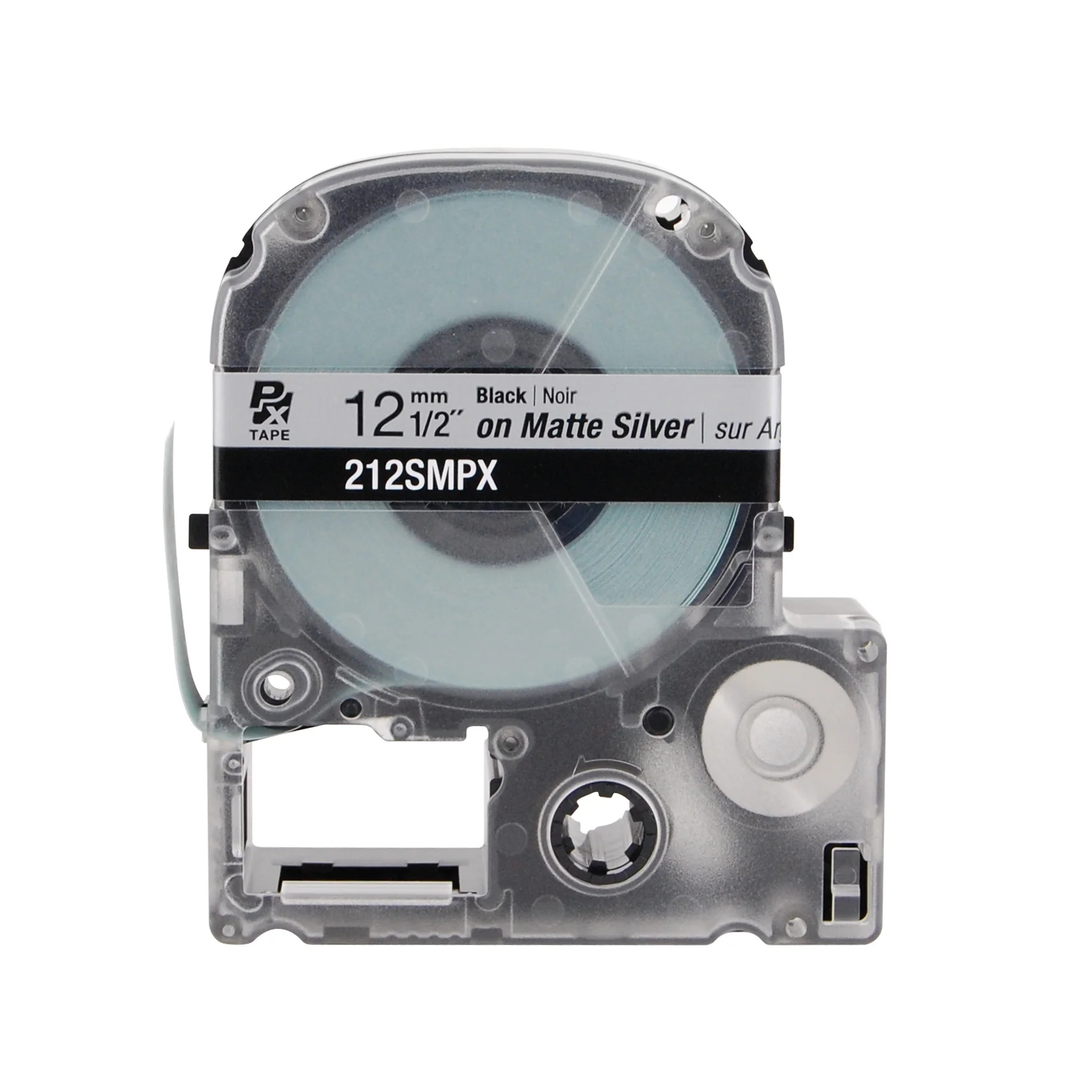 Epson LABELWORKS PX Silver Matte 1/2" (12mm) x 30 ft Black on Silver Matte Tape - 212SMPX - Image 2