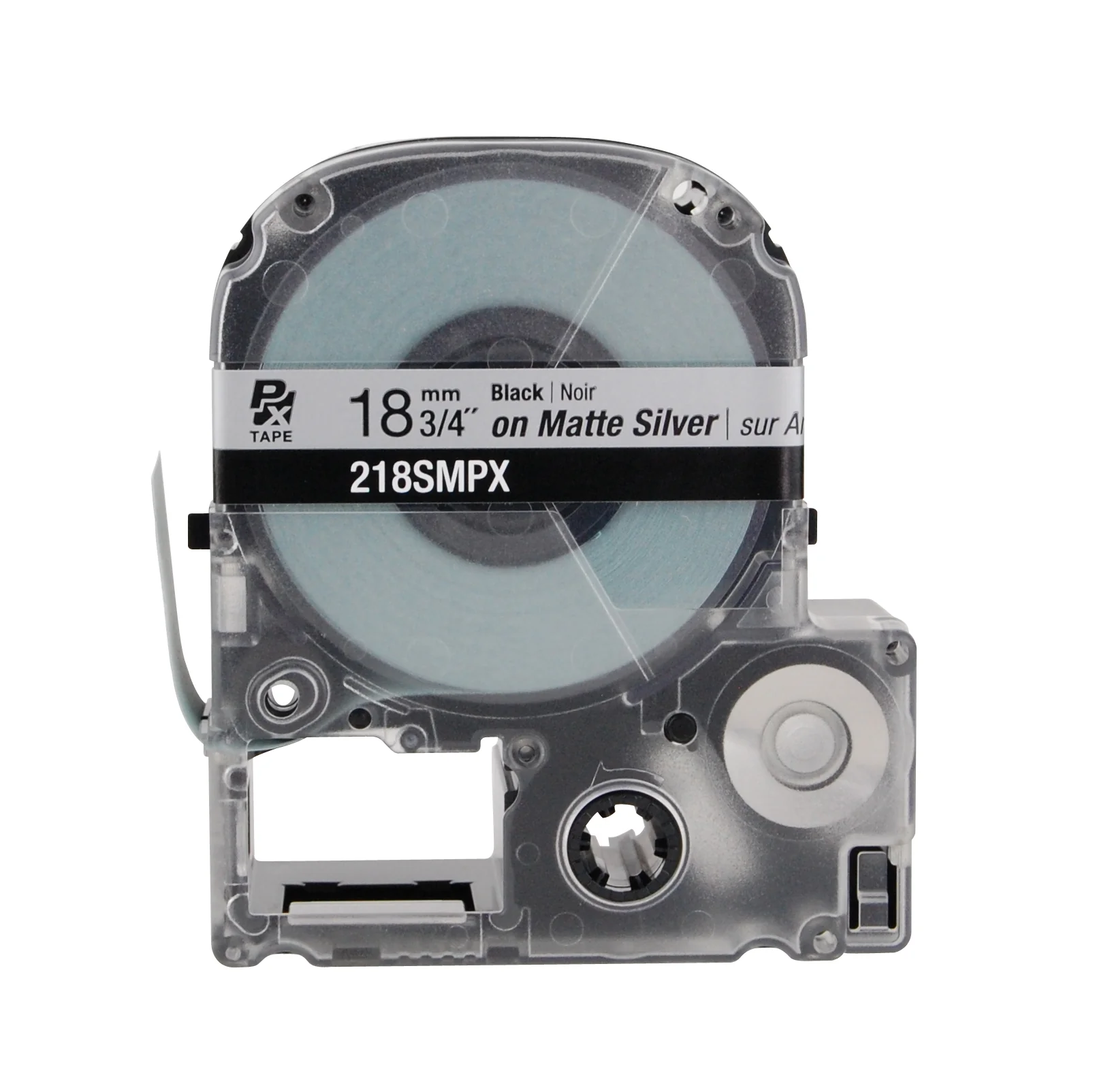 Epson LABELWORKS PX Silver Matte 3/4" ((18mm) x 30 ft Black on Silver Matte Tape - 218SMPX - Image 2
