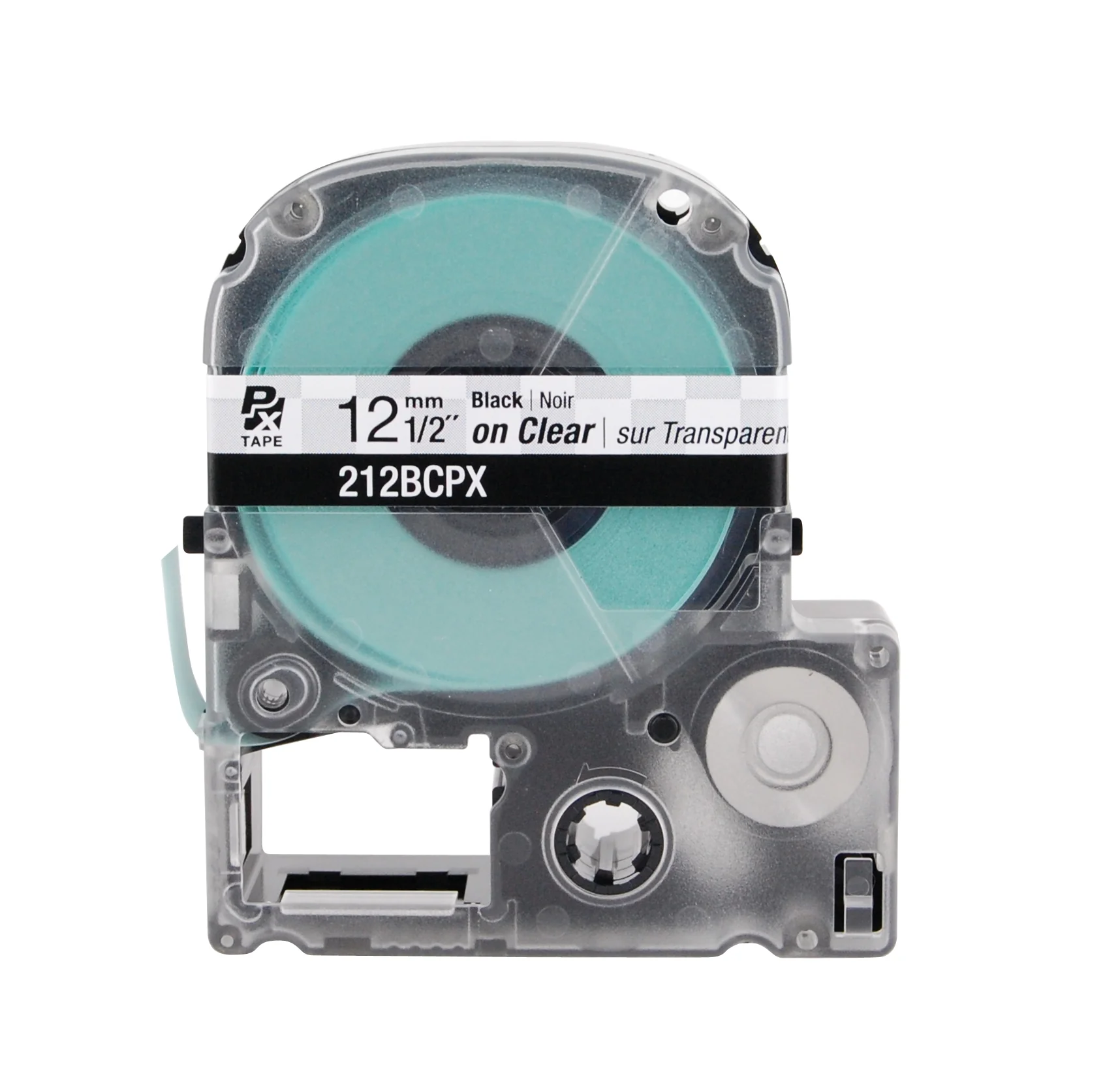 Epson LABELWORKS PX Standard 1/2" (12mm) x 30 ft Black on Clear Tape - 212BCPX - Image 2