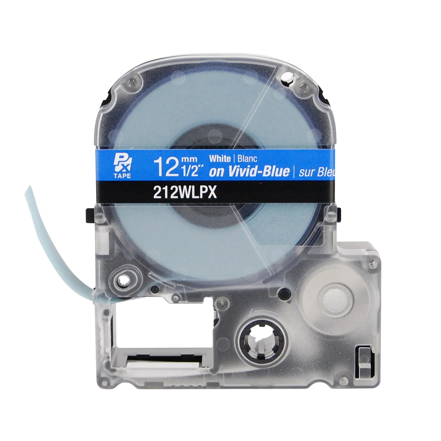 Epson LABELWORKS PX Standard 1/2" (12mm) x 30 ft White on Vivid-Blue Tape - 212WLPX - Image 2