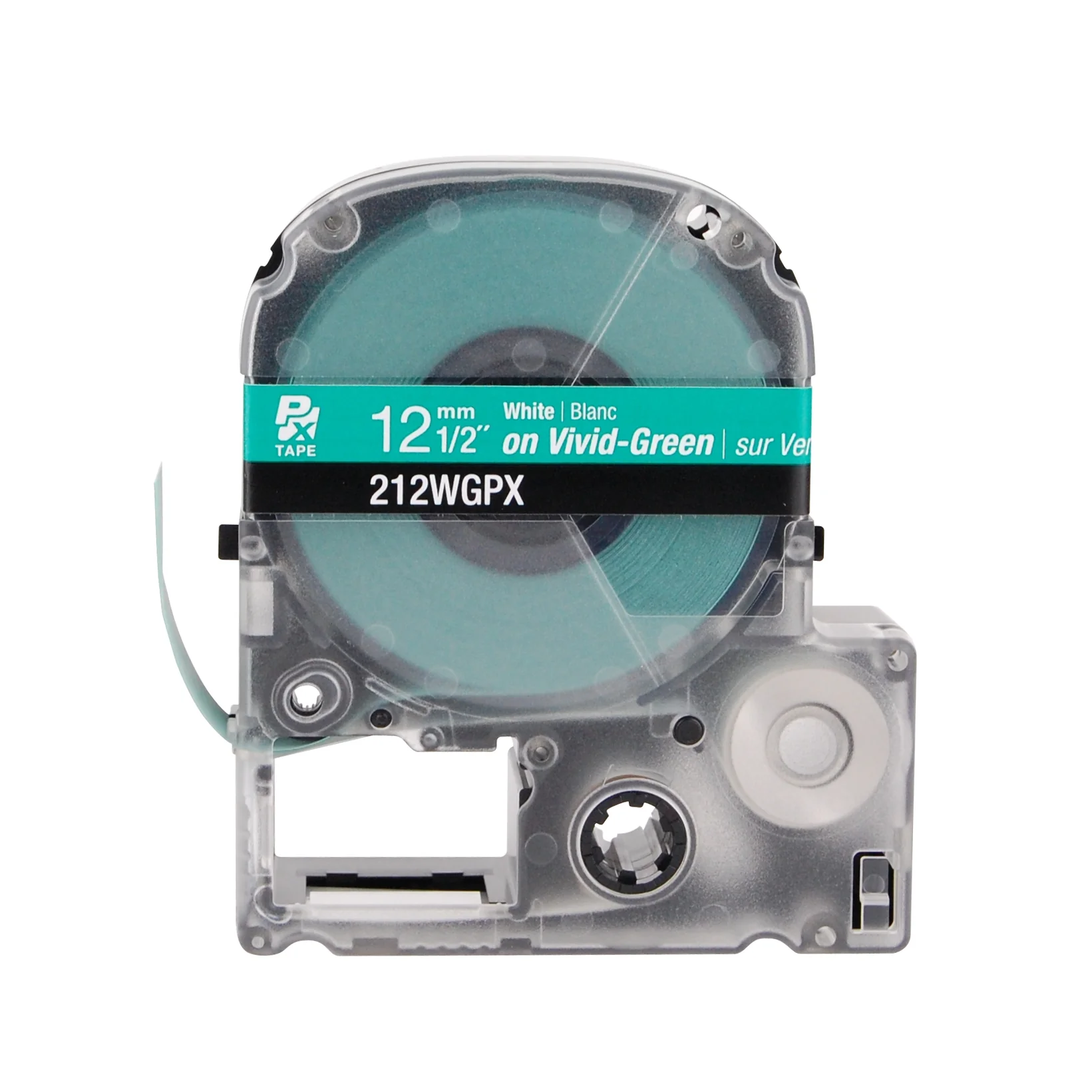 Epson LABELWORKS PX Standard 1/2" (12mm) x 30 ft White on Vivid-Green Tape - 212WGPX - Image 2