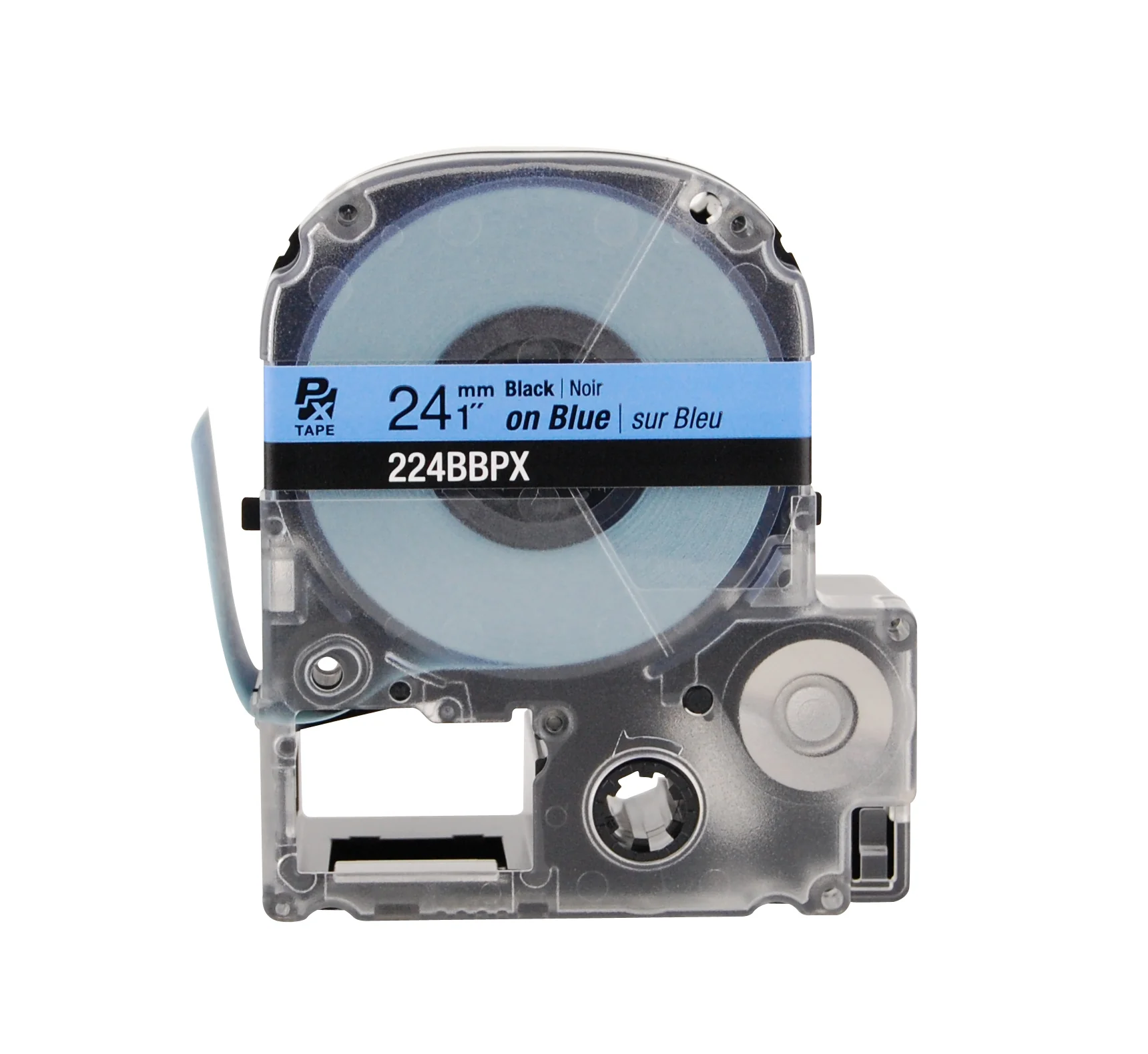 Epson LABELWORKS PX Standard 1" (24mm) x 30 ft Black on Blue Tape - 224BBPX - Image 2