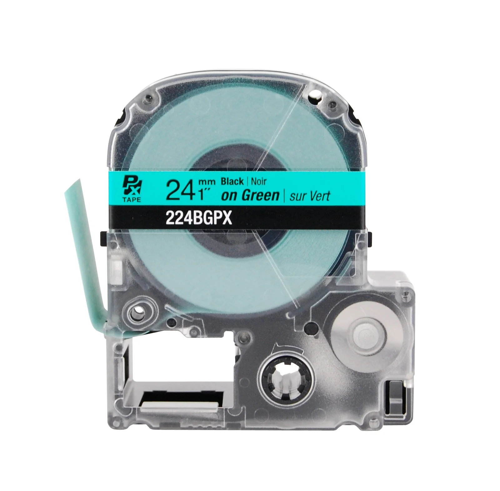 Epson LABELWORKS PX Standard 1" (24mm) x 30 ft Black on Green Tape - 224BGPX - Image 2