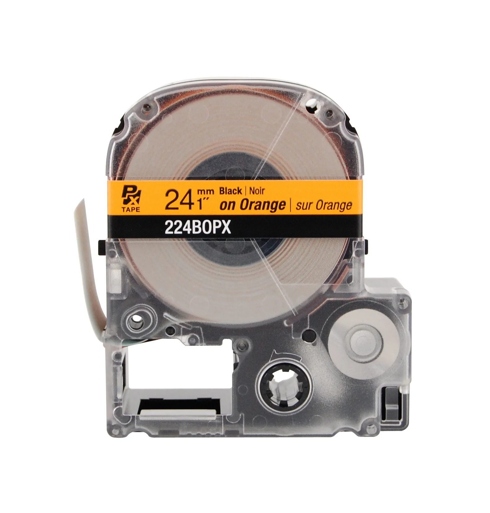 Epson LABELWORKS PX Standard 1" (24mm) x 30 ft Black on Orange Tape - 224BOPX - Image 2