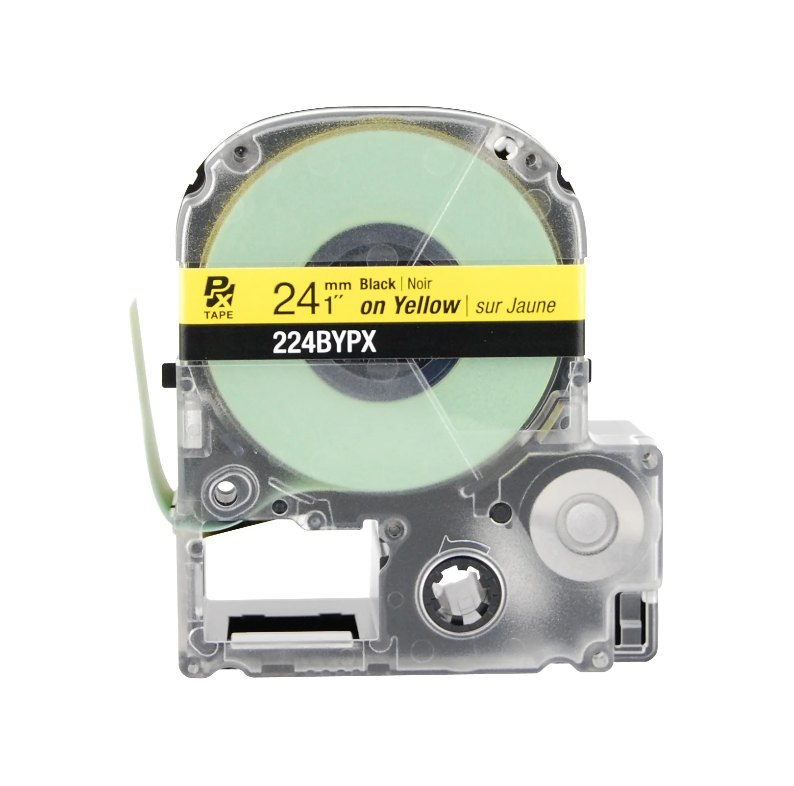 Epson LABELWORKS PX Standard 1" (24mm) x 30 ft Black on Yellow Tape - 224BYPX - Image 2