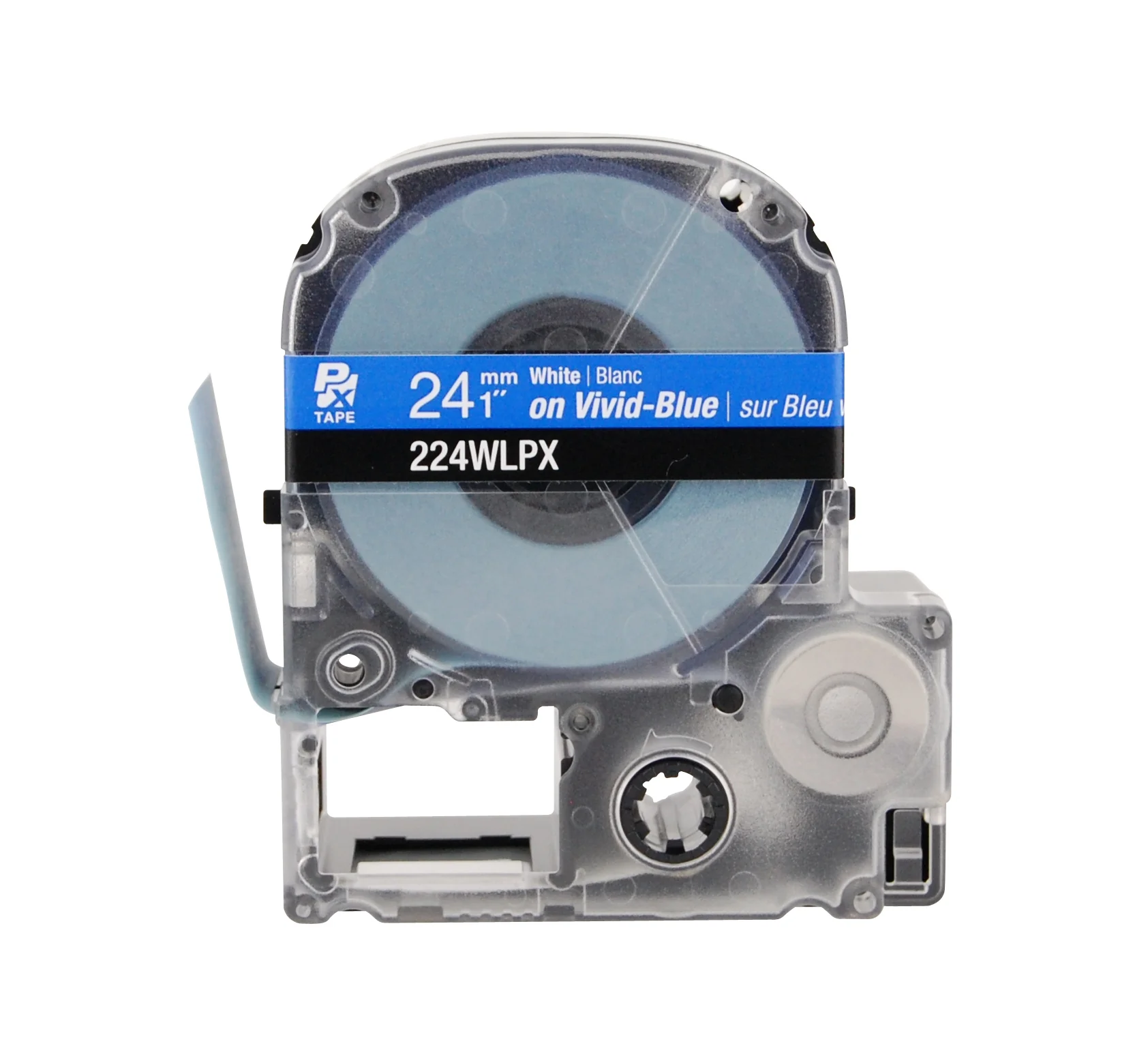 Epson LABELWORKS PX Standard 1" (24mm) x 30 ft White on Vivid-Blue Tape - 224WLPX - Image 2