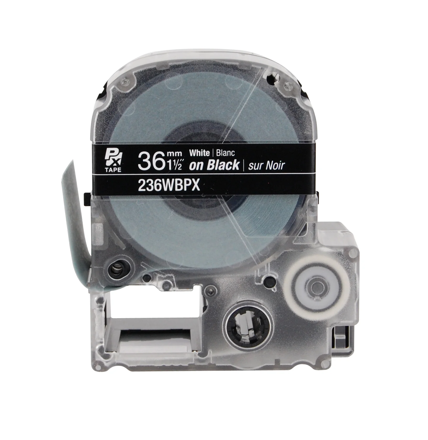 Epson LABELWORKS PX Standard 1½" (36mm) x 30 ft White on Black Tape - 236WBPX - Image 2