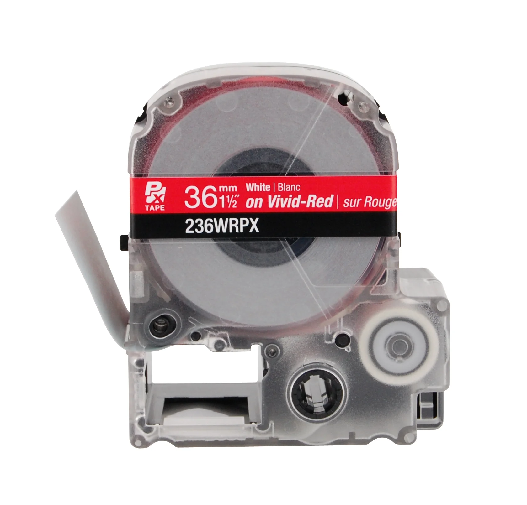 Epson LABELWORKS PX Standard 1½" (36mm) x 30 ft White on Vivid-Red Tape - 236WRPX - Image 2