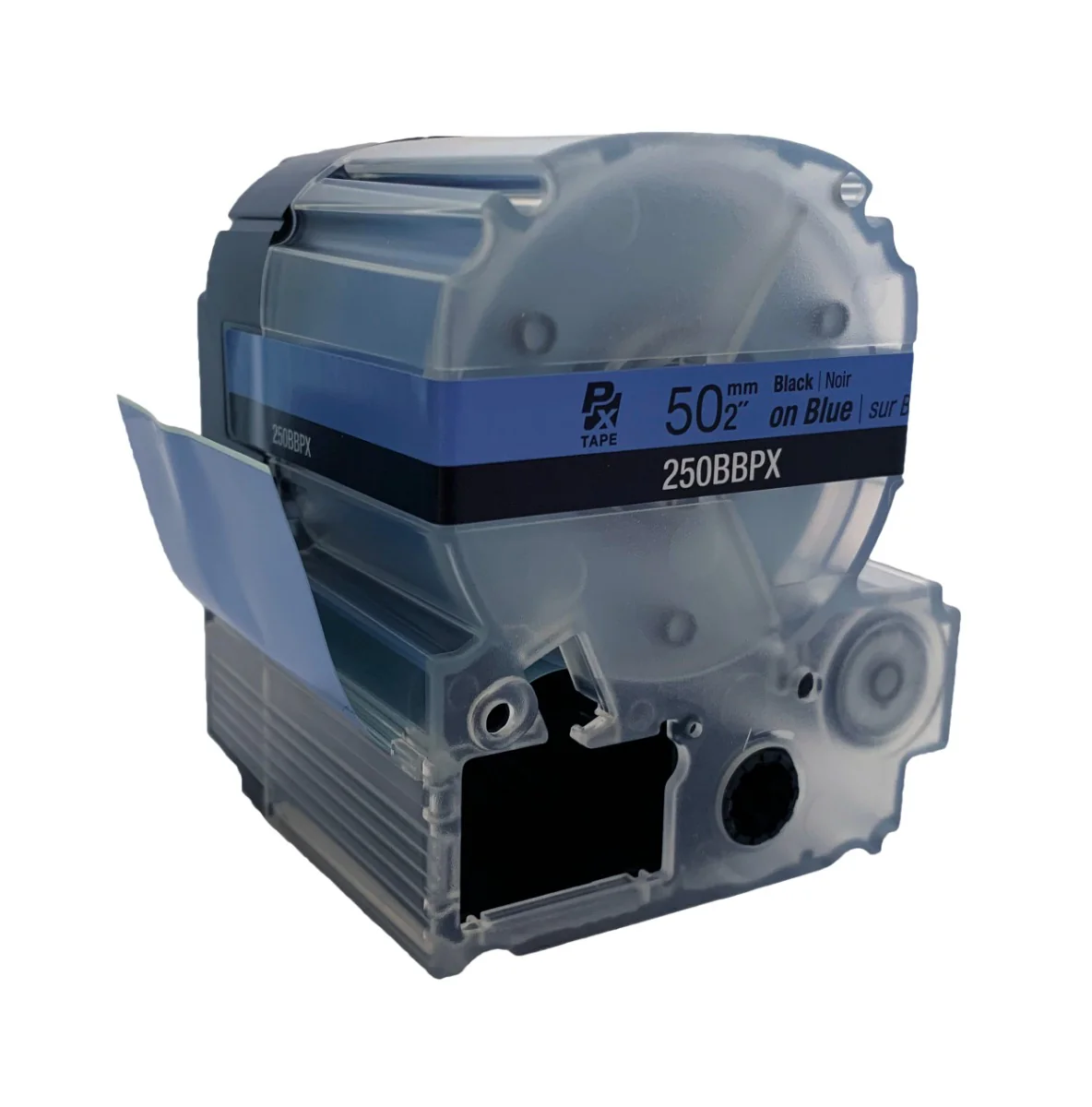 Epson LABELWORKS PX Standard 2" (50mm) x 26.2 ft Black on Blue Tape - 250BBPX - Image 3