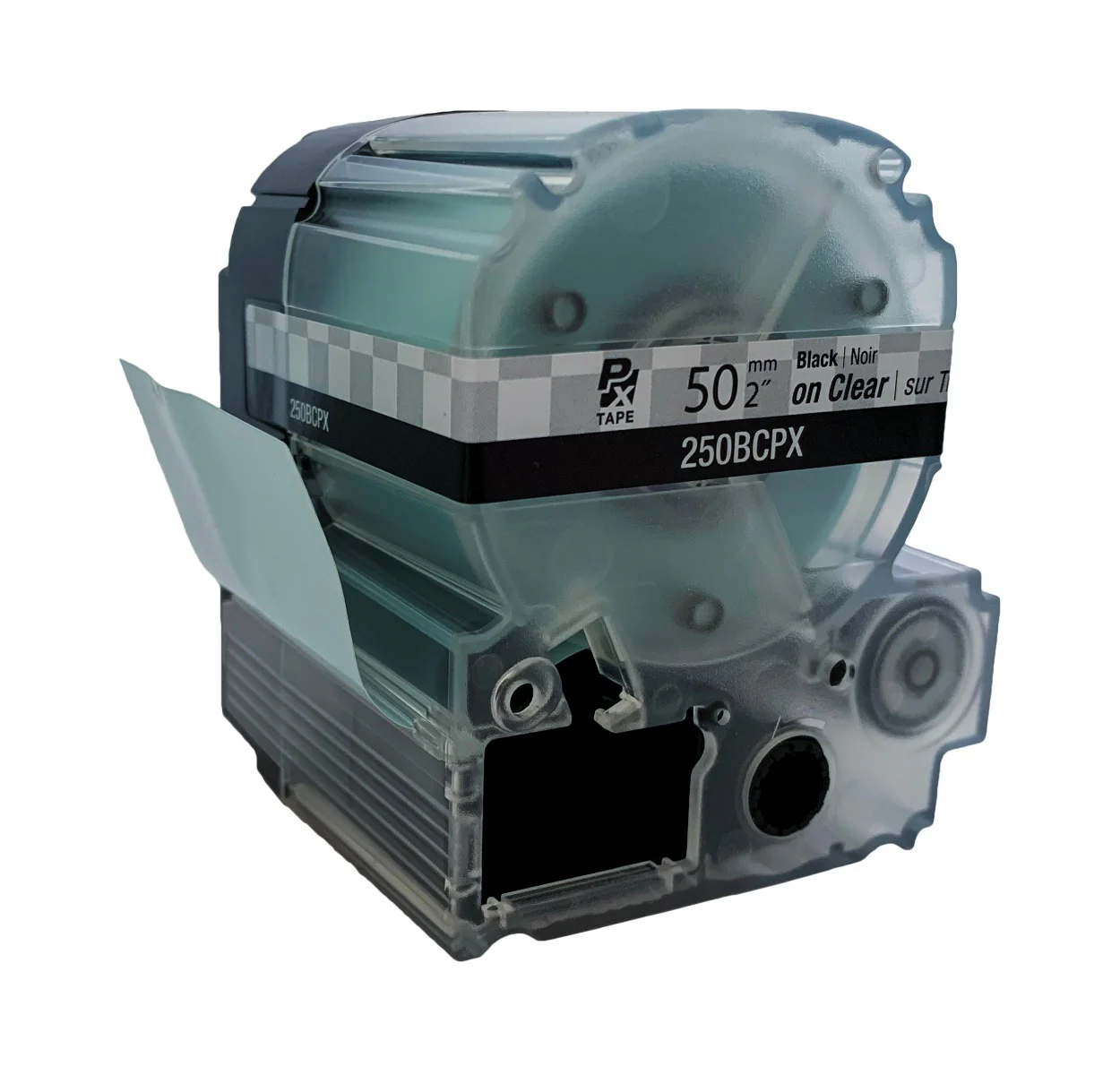 Epson LABELWORKS PX Standard 2" (50mm) x 26.2 ft Black on Clear Tape - 250BCPX - Image 3