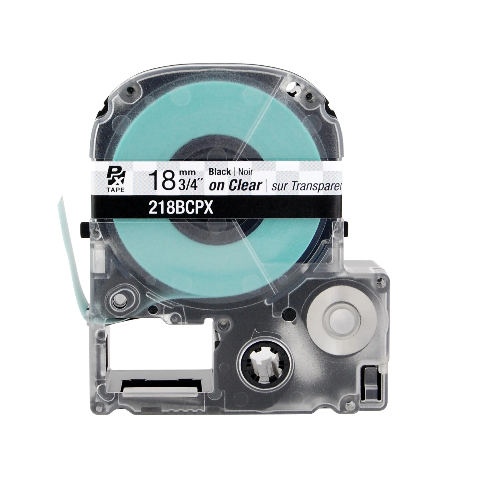 Epson LABELWORKS PX Standard 3/4" (18mm) x 30 ft Black on Clear Tape - 218BCPX - Image 2
