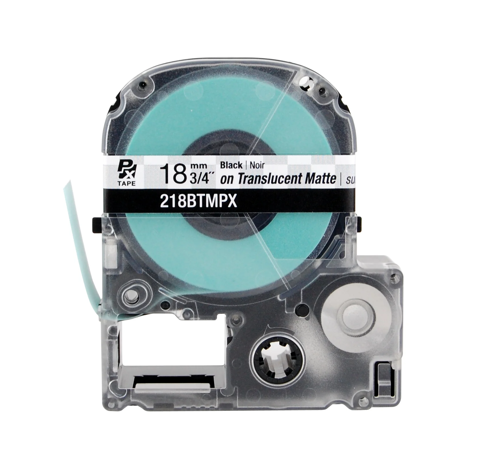 Epson LABELWORKS PX Standard 3/4" (18mm) x 30 ft Black on Translucent Matte Tape - 218BTMPX - Image 2
