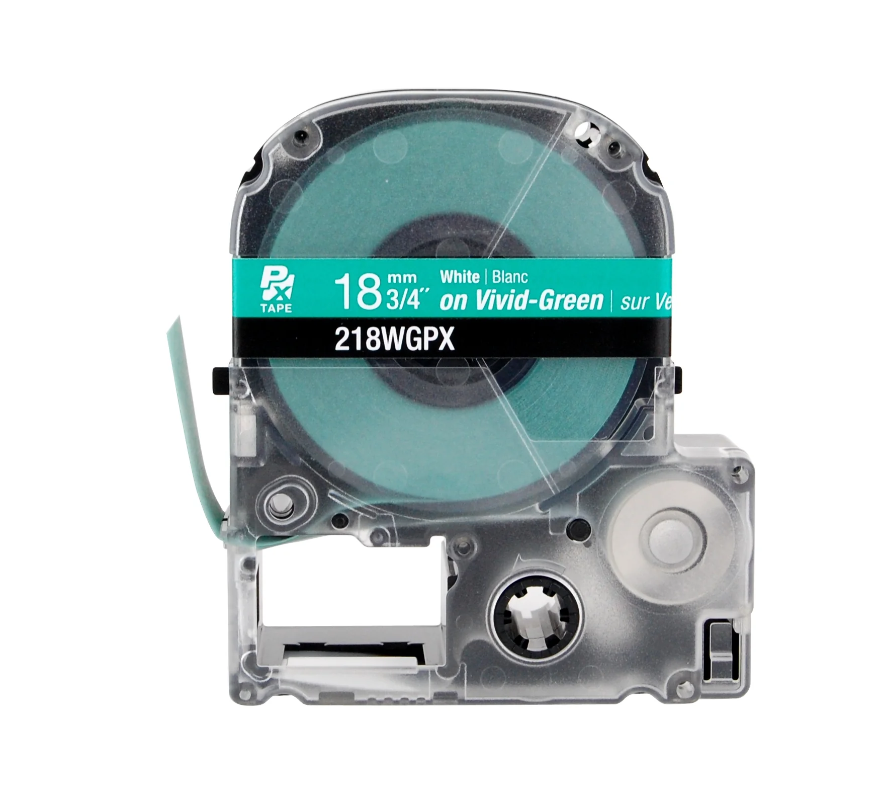 Epson LABELWORKS PX Standard 3/4" (18mm) x 30 ft White on Vivid-Green Tape - 218WGPX - Image 2
